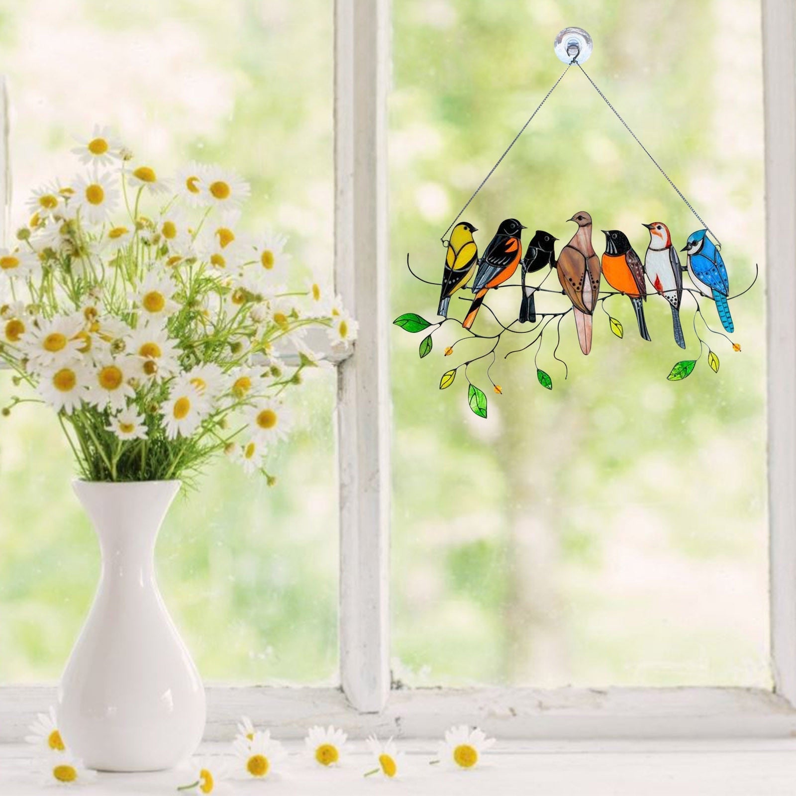 Gebrandschilderd glas vogel Suncatcher - Francia