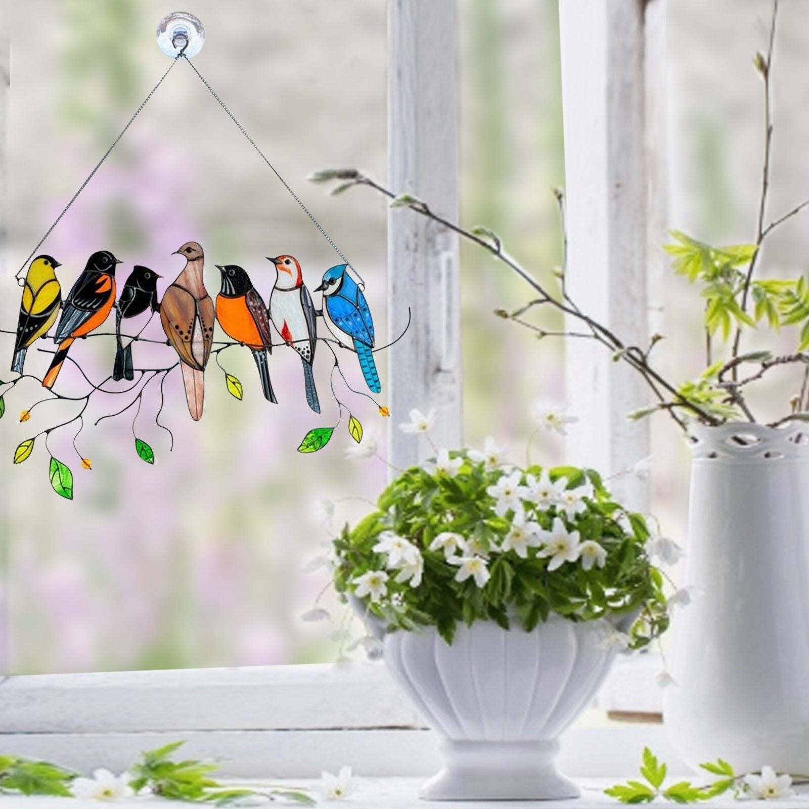 Gebrandschilderd glas vogel Suncatcher - Francia