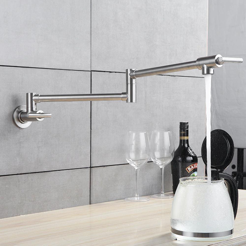 Citra - Gertner Pot Filler Faucet Muur Opgezette Dubbele Joint Spout Swing Arm Single Hole Twee Handle Keuken Fornuiskraan