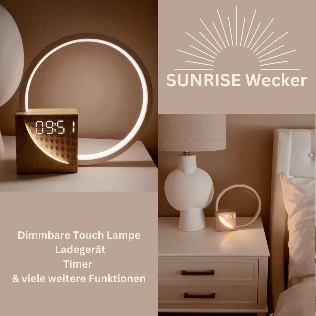 Risa - Zonsopgang wekker met dimbare touch lamp, oplader & vele andere functies, kerstcadeau