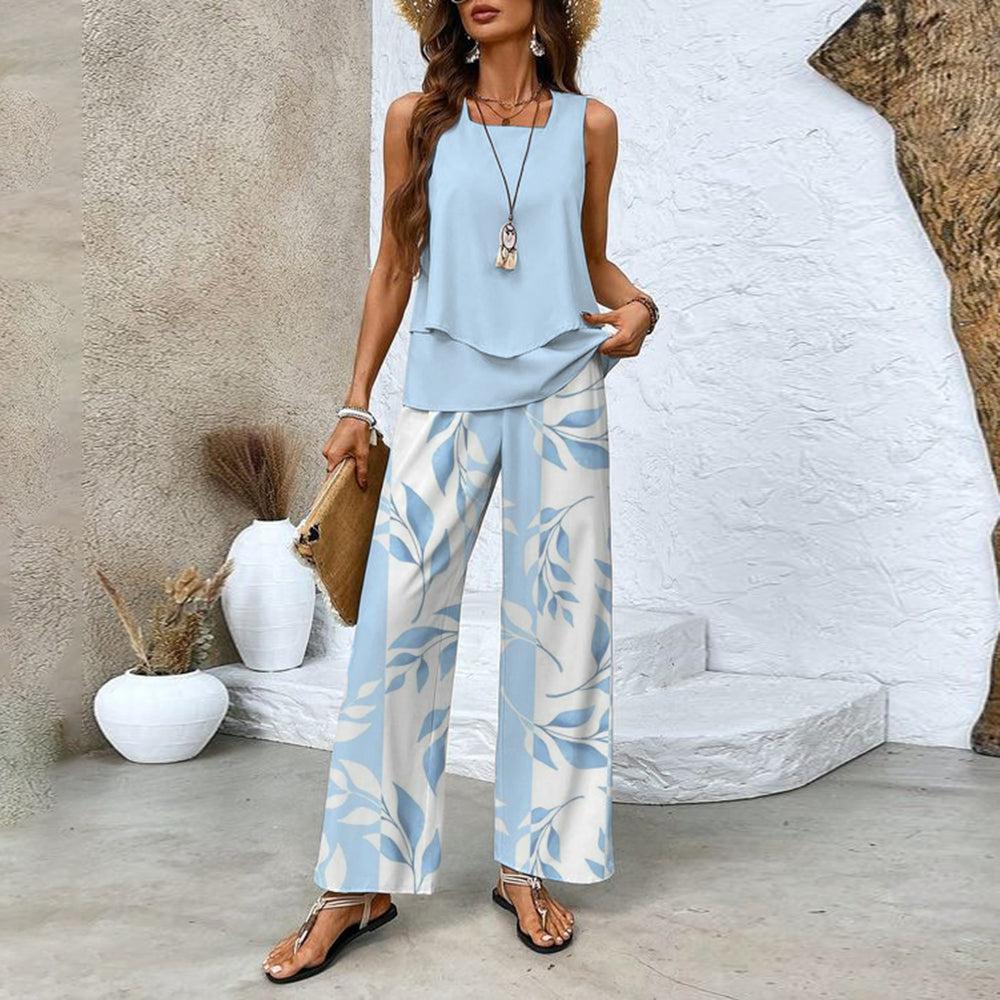 Dames Lente & Zomer Ademende Twee-delige Set [Mouwloze Top + Broek] - Dilvine