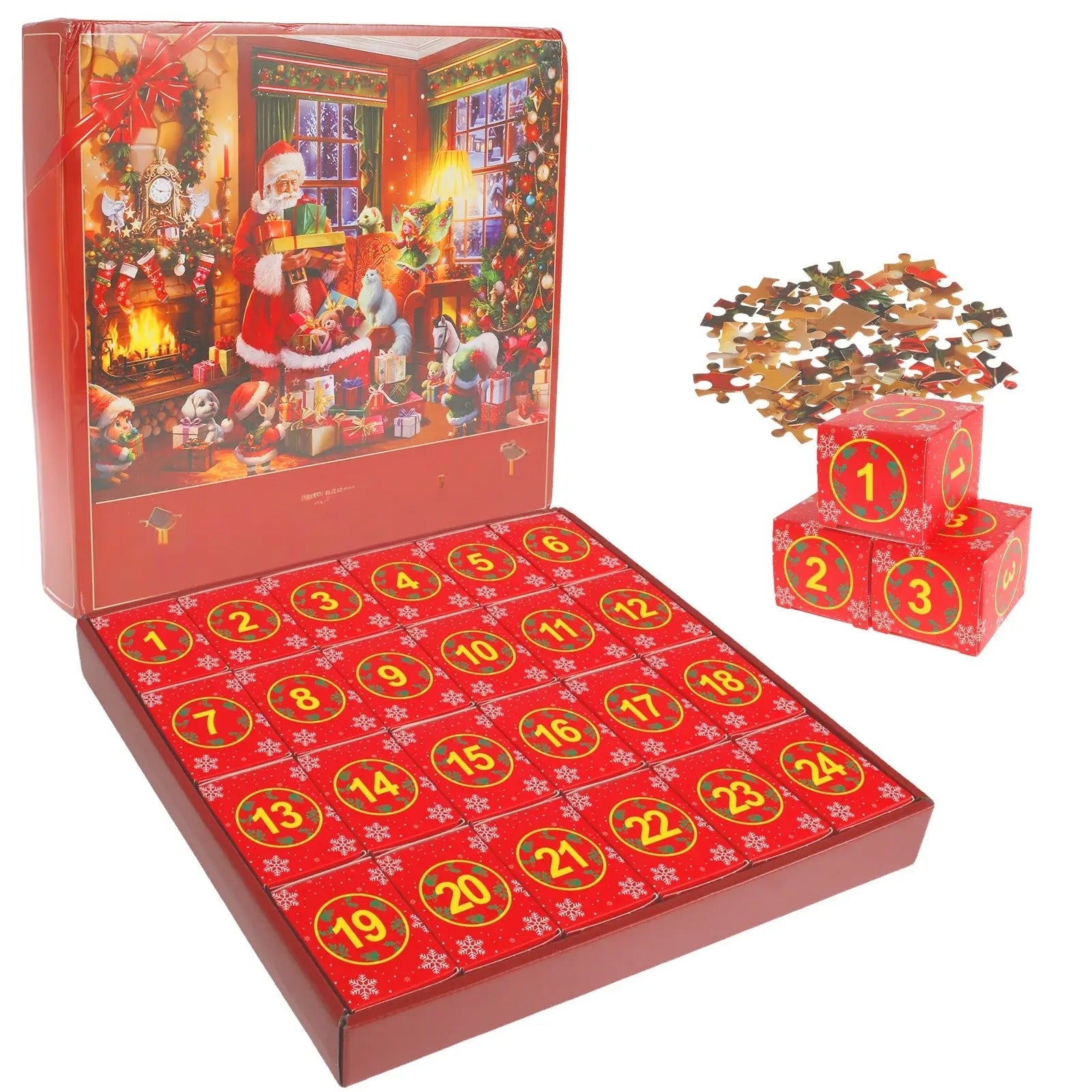 Kerst Countdown Puzzel Adventskalender 2024 | 24-delige Vakantie Puzzel Set | Leuk Kerstcadeau voor Kinderen & Volwassenen - Kallio