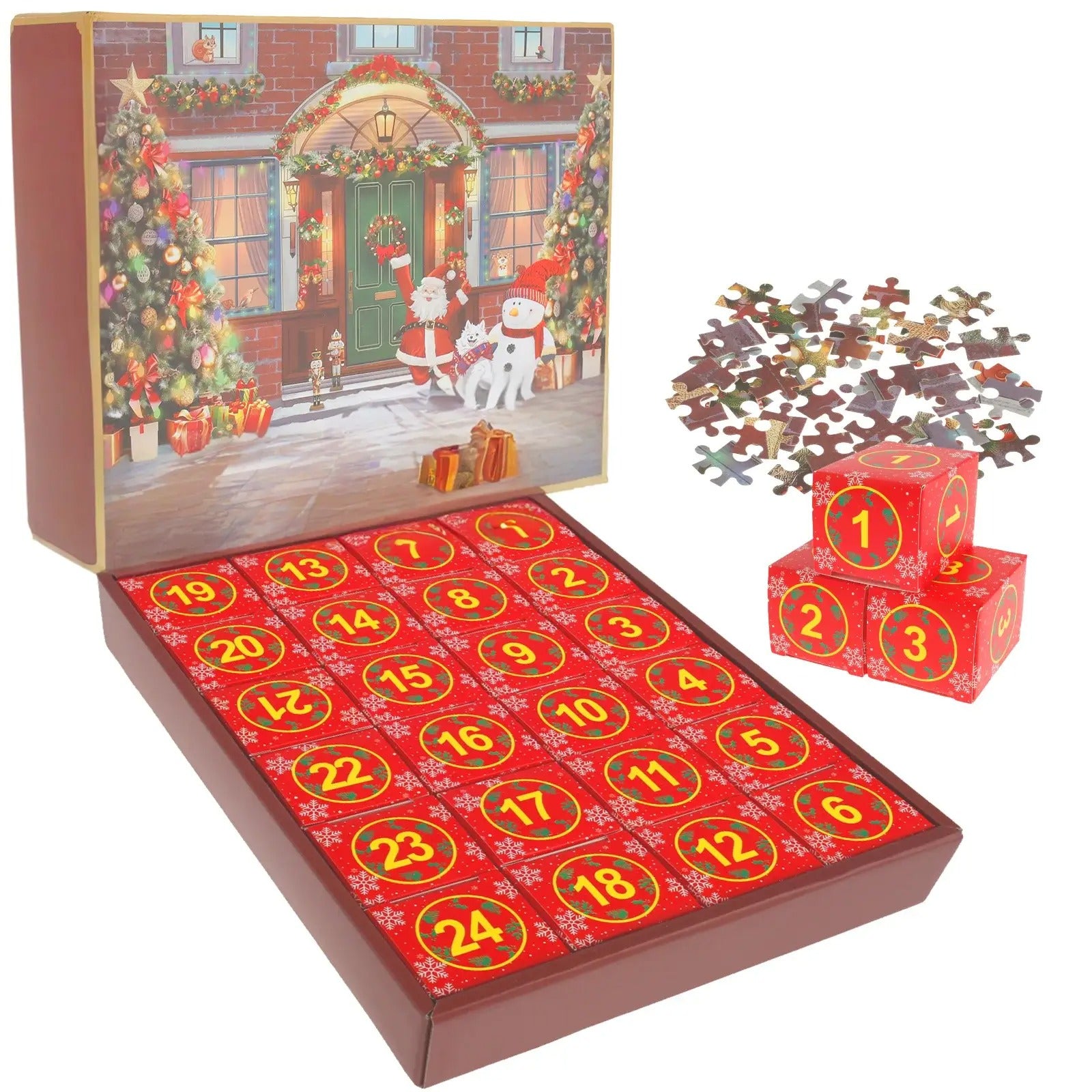 Kerst Countdown Puzzel Adventskalender 2024 | 24-delige Vakantie Puzzel Set | Leuk Kerstcadeau voor Kinderen & Volwassenen - Kallio