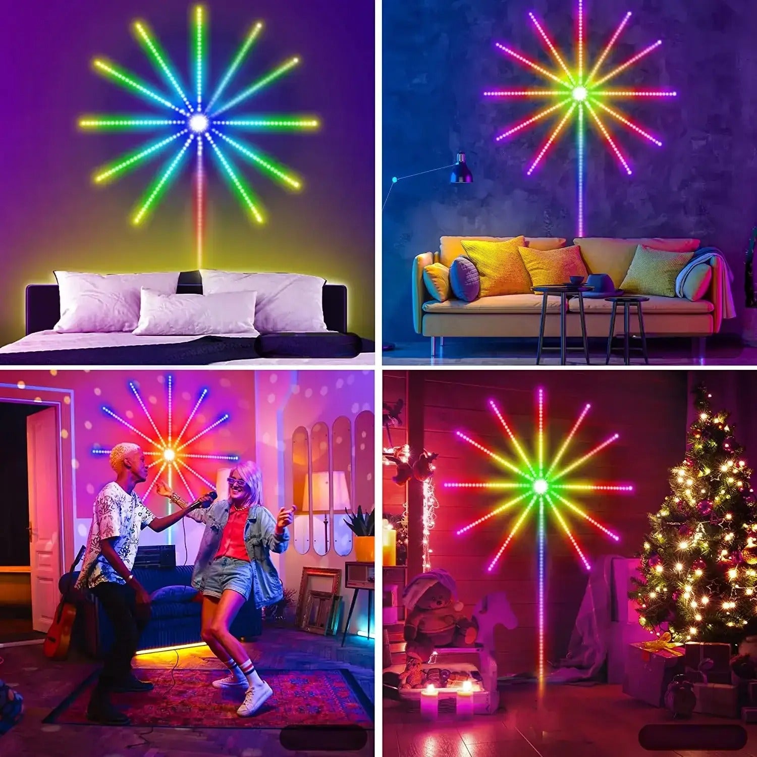 Nieuw jaar vuurwerk Bluetooth LED-Slingerlicht Strip | Slimme Afstandsbediening voor Feestelijke Verlichting voor Kerstvakantiedecoratie - FestStrip