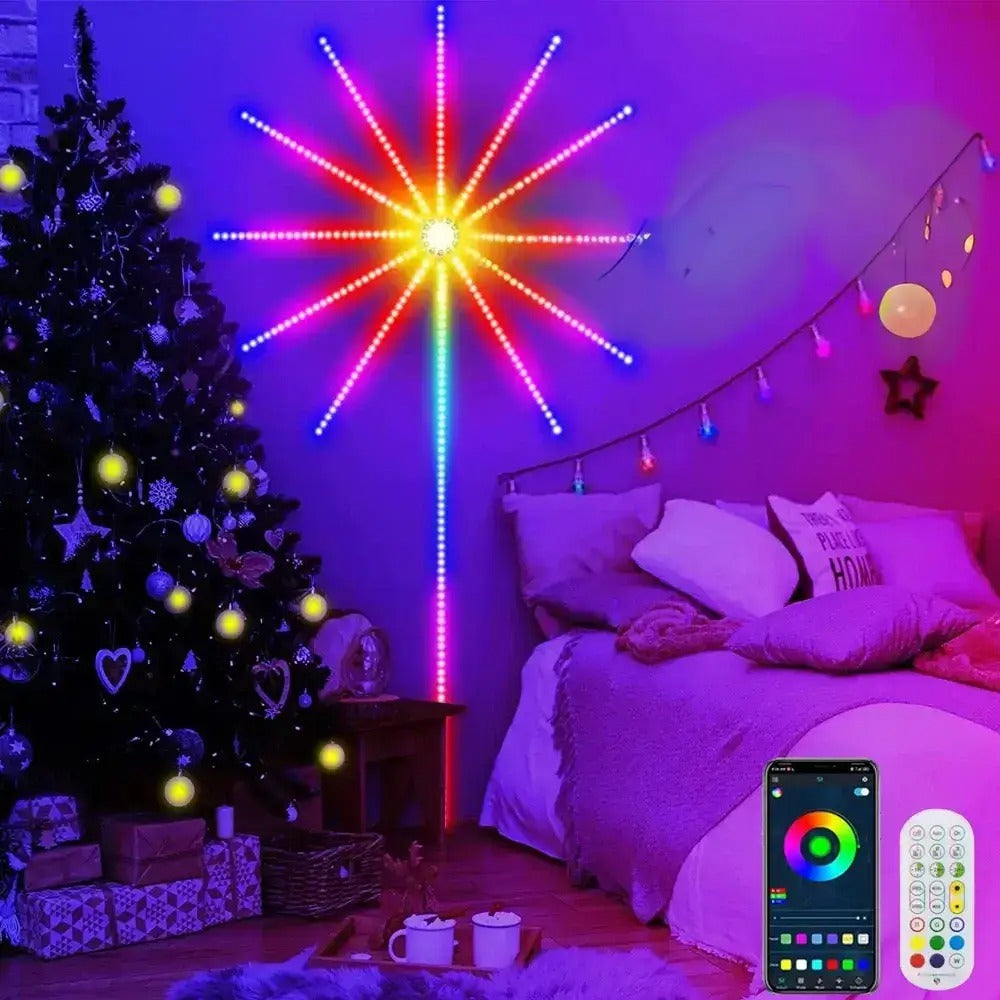 Nieuw jaar vuurwerk Bluetooth LED-Slingerlicht Strip | Slimme Afstandsbediening voor Feestelijke Verlichting voor Kerstvakantiedecoratie - FestStrip