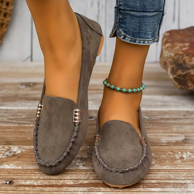 Metalen Decor Loafer Casual slip-on platte schoenen | Moeiteloze Stijl en Comfort - Mabel