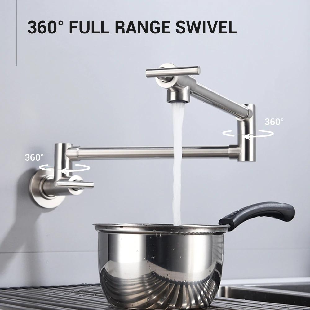 Citra - Gertner Pot Filler Faucet Muur Opgezette Dubbele Joint Spout Swing Arm Single Hole Twee Handle Keuken Fornuiskraan