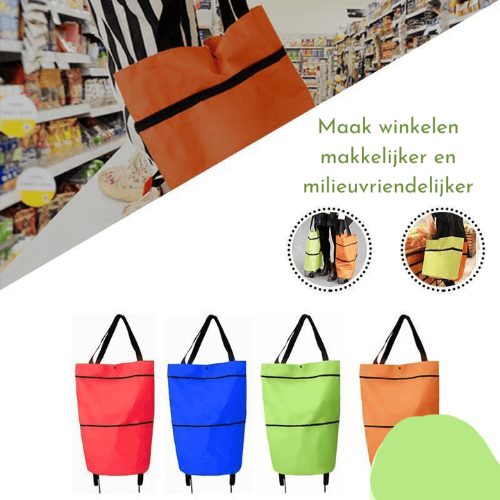 Opvouwbare Eco-vriendelijke boodschappentas met wieltjes - EcoCarry