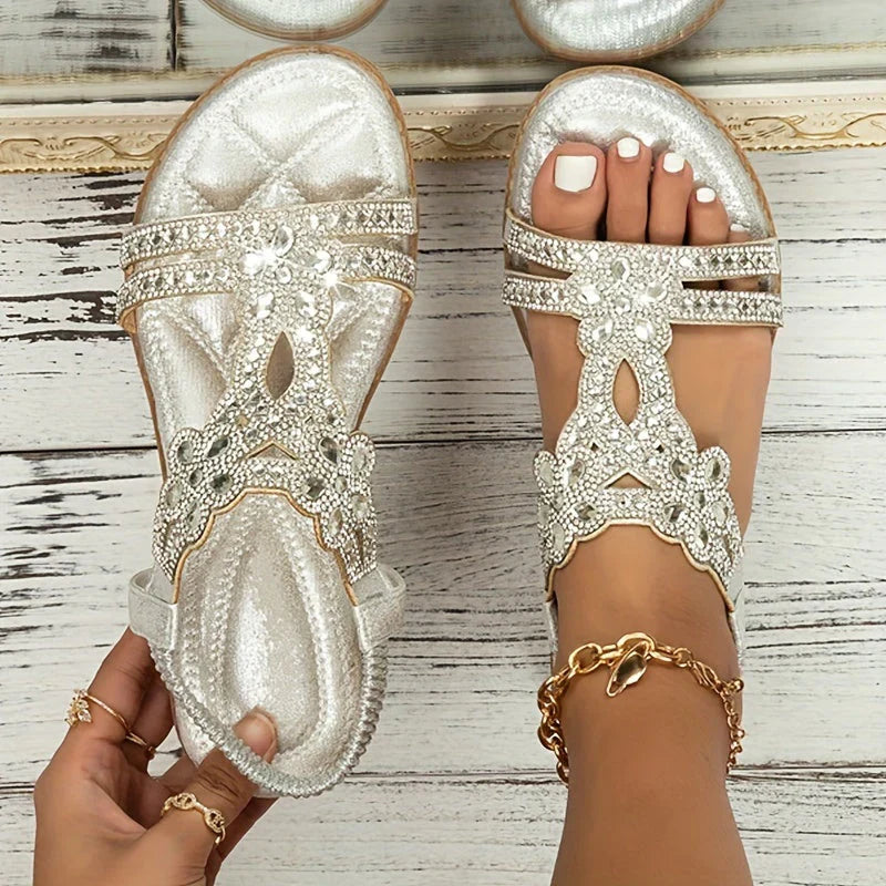 Boheemse Flatform Rhinestone Sandalen | Vrijgevochten Stijl voor Lente & Zom - Alleigh