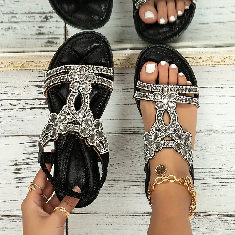 Boheemse Flatform Rhinestone Sandalen | Vrijgevochten Stijl voor Lente & Zom - Alleigh