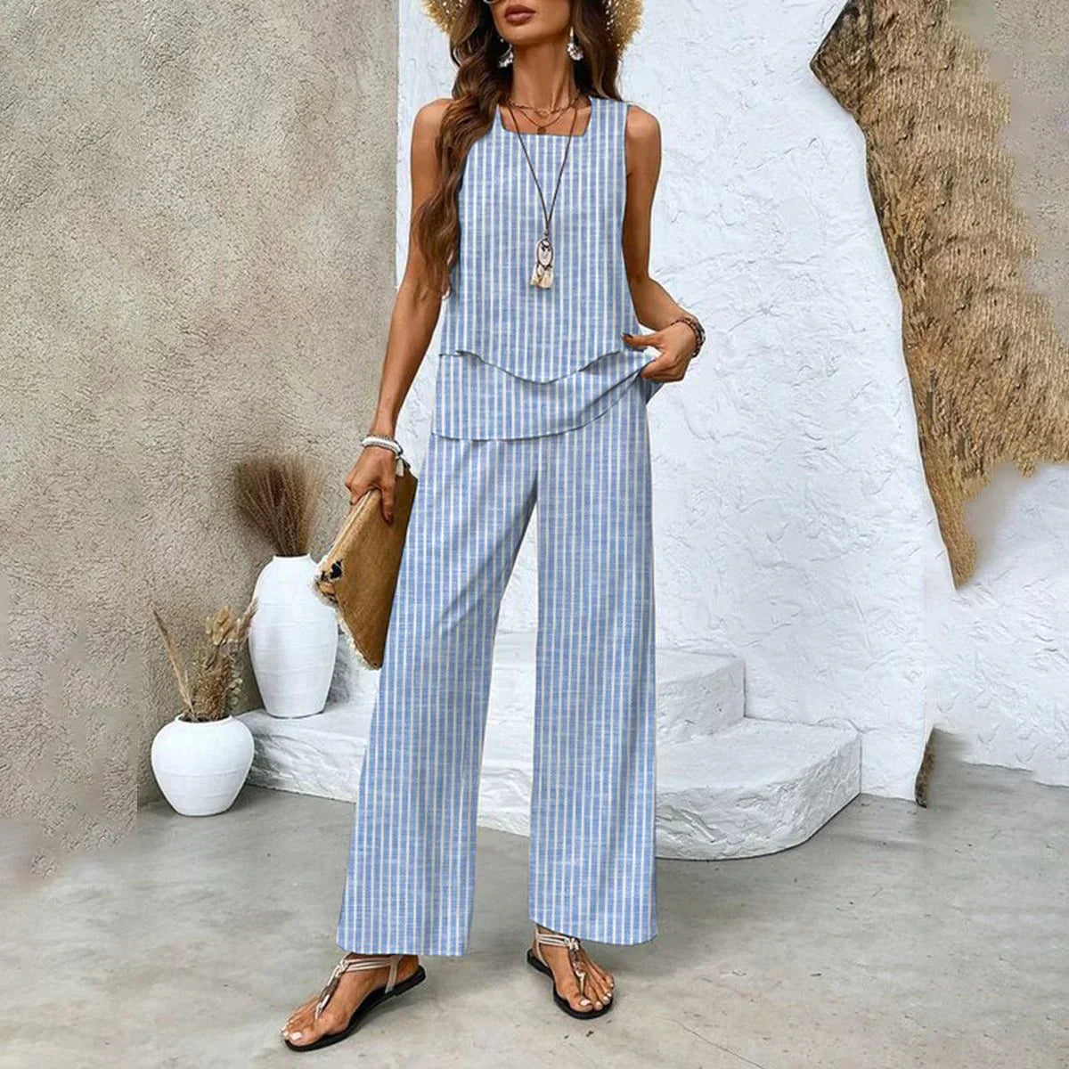 Dames Lente & Zomer Ademende Twee-delige Set [Mouwloze Top + Broek] - Dilvine