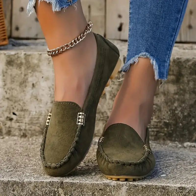 Metalen Decor Loafer Casual slip-on platte schoenen | Moeiteloze Stijl en Comfort - Mabel