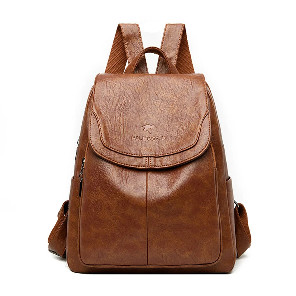 Secure Leather Backpack for Fashionable Women