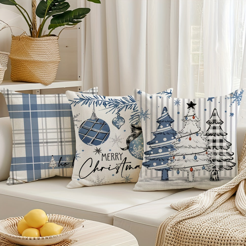 Feestelijke Kerst Kussenhoezen Set van 4 | Decoratieve Vakantie Kussenhoezen Voor Bank & Woondecoratie - Glenz