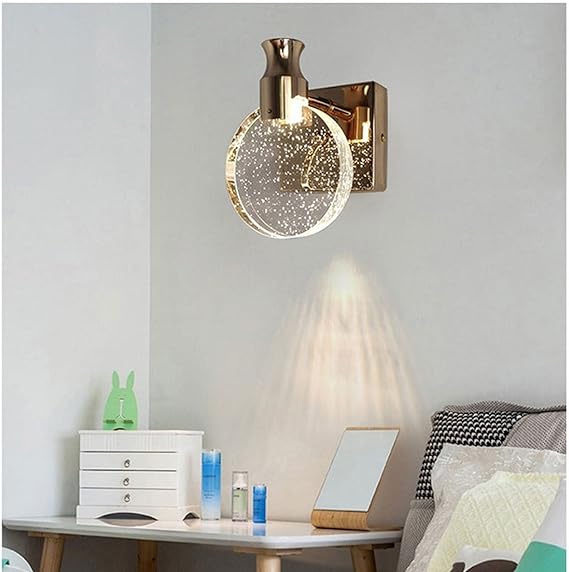 Ronde wandlamp van metaal en glazen ring - Ackley