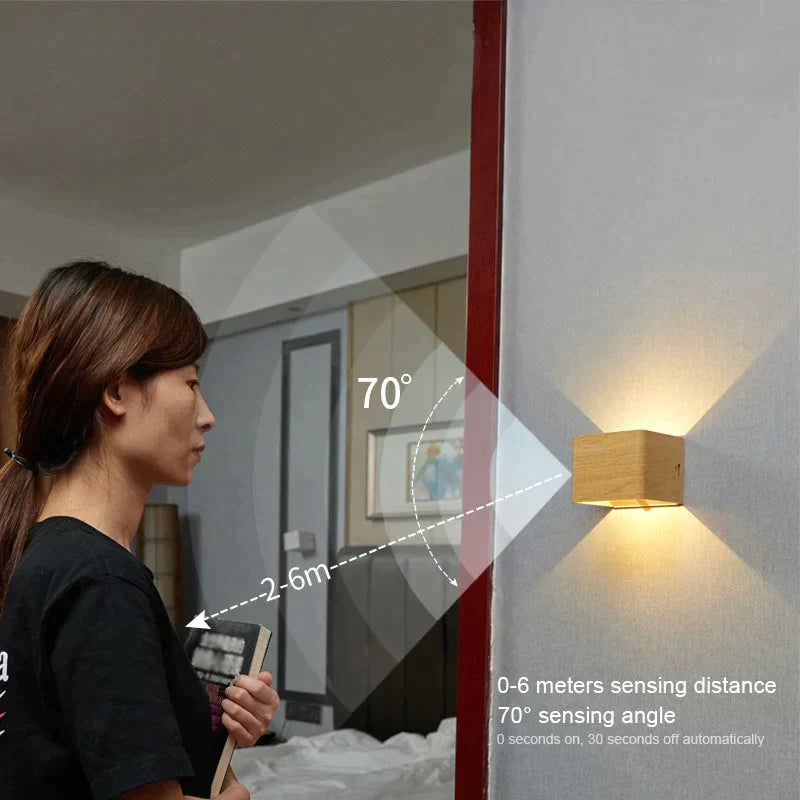 Cubelamp | Oplaadbare wandlamp zonder kabel, met bewegingssensor en slank ontwerp