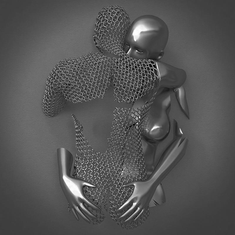 Art in Love | Liefdes metalen figuur canvas | Visuele kunst