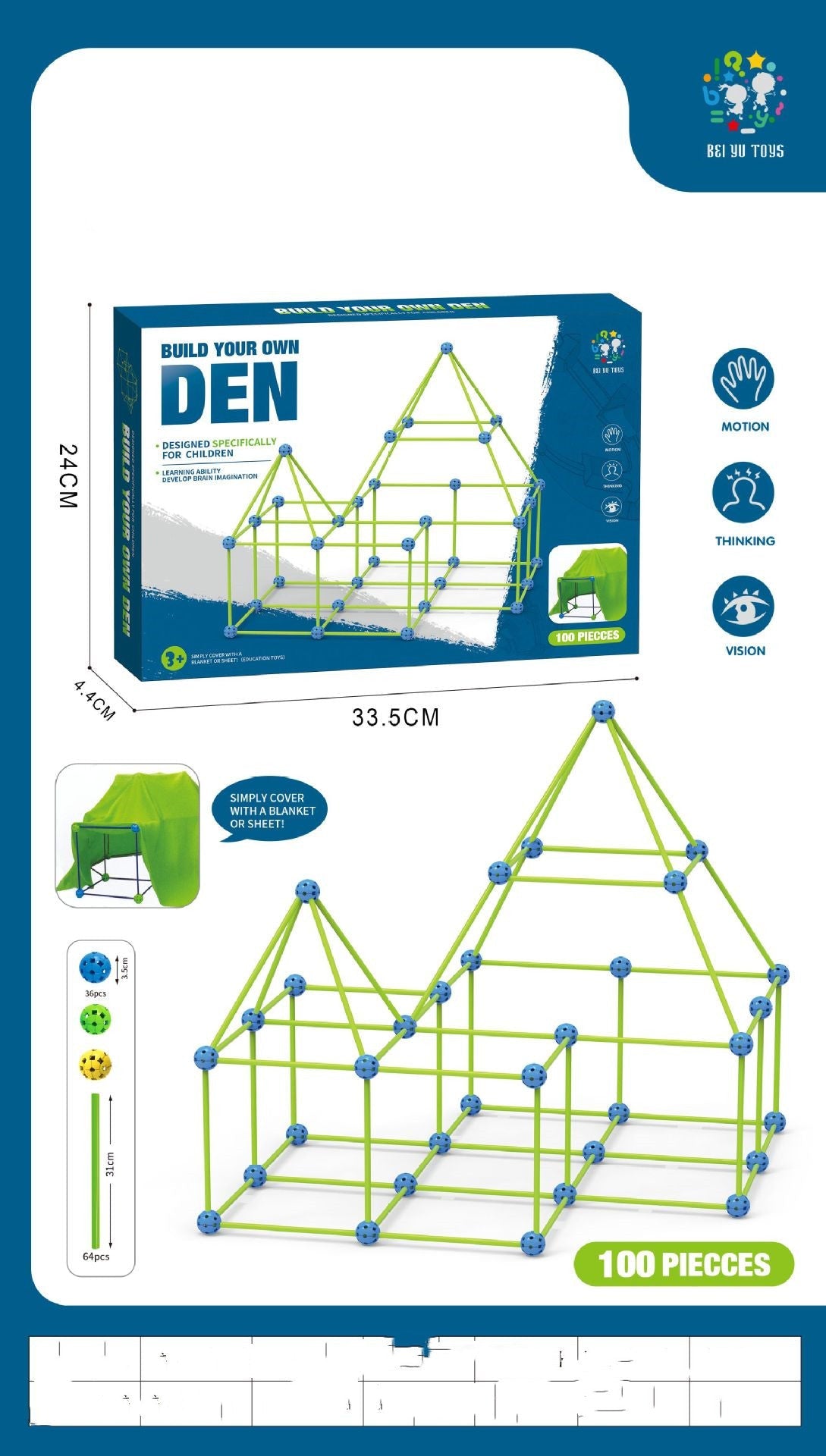 Lichtgevende kinderen kralen magische bouwtent set