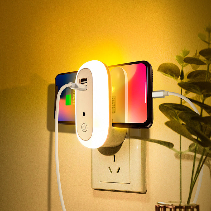 Ovalight | Ovale Kleine Nachtlamp met Dubbele USB-Oplaadpoort, Afstandsbediening & Timerfunctie