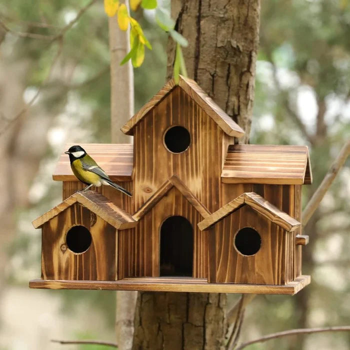 6 Gats handgemaakt vogelhuisje - Patio