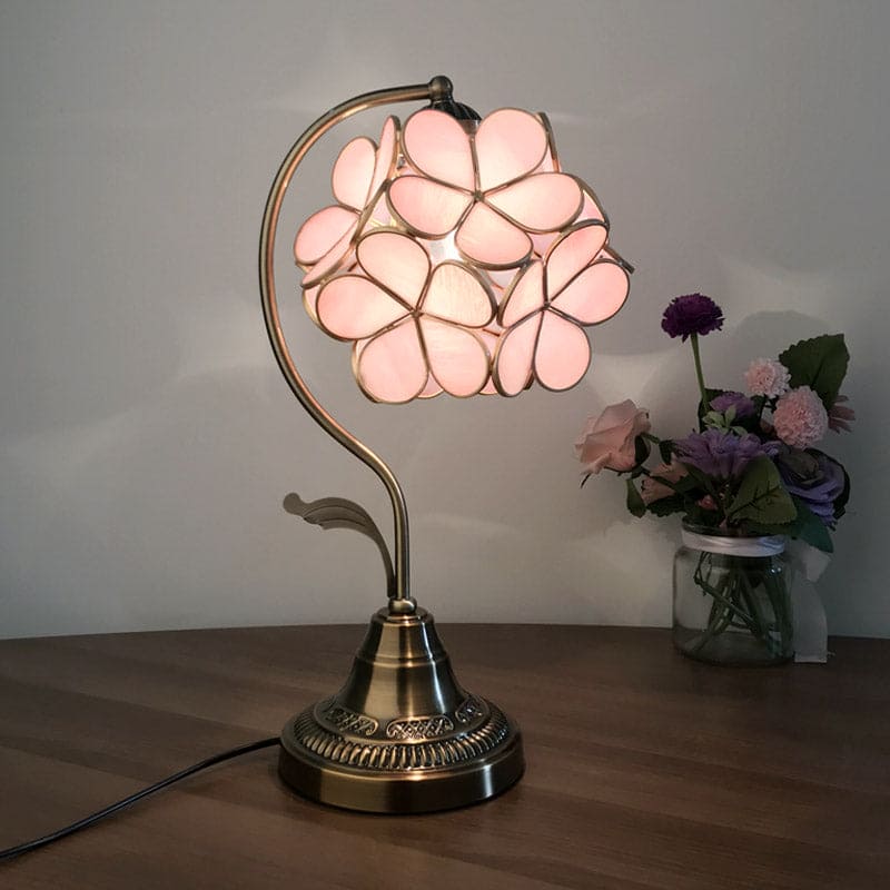 Bloem tafel licht | romantisch Tiffany Single bronzen nachtkastje Lámpara - Custer