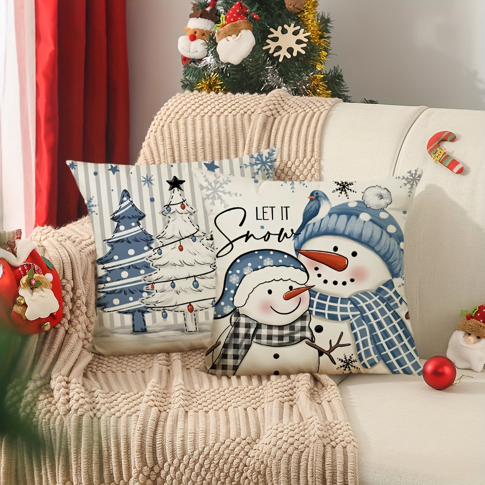 Feestelijke Kerst Kussenhoezen Set van 4 | Decoratieve Vakantie Kussenhoezen Voor Bank & Woondecoratie - Glenz