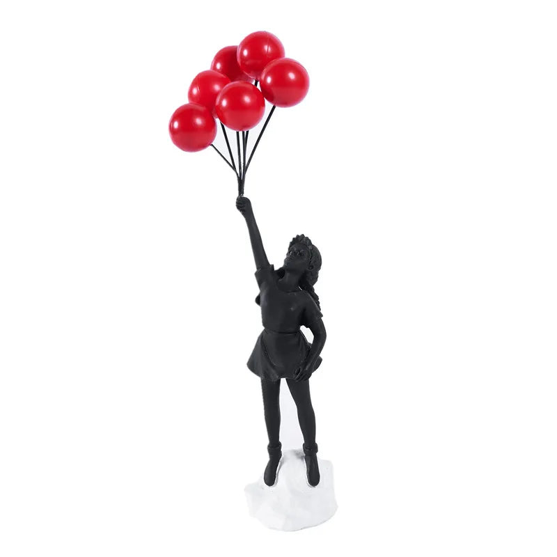 Beloved - Sculptuur van een meisje met een ballon in Banksy-stijl voor tafeldecoraties en creatieve woondecoraties