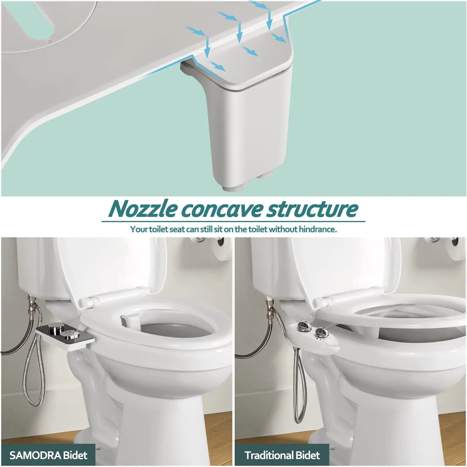 Nozzles | Ultra-dunne Bidet Toiletbril Bevestiging | Hygiënische Persoonlijke Verzorging