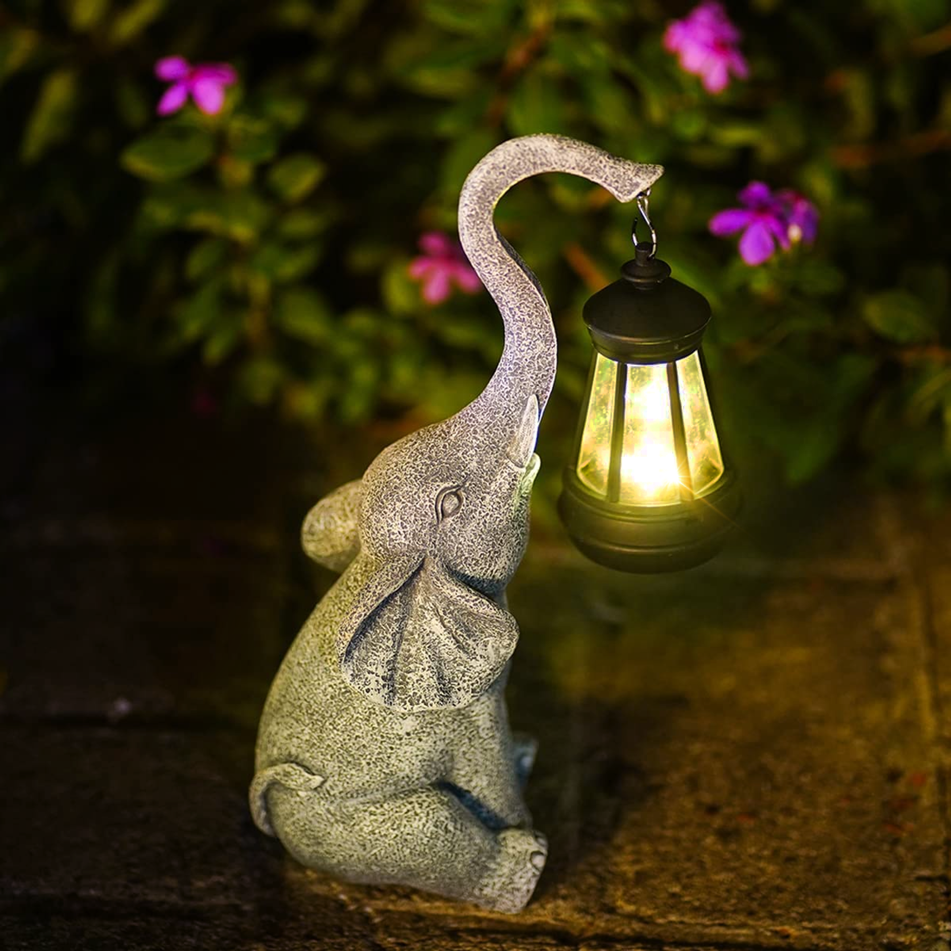 Tuinlamp met olifant op Zonnebatterij - Elle Lamp