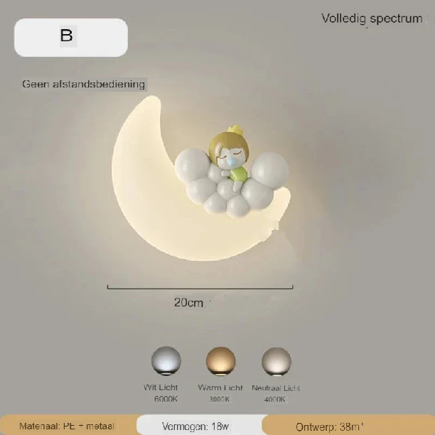 Wandlamp Maan | Zachte verlichting | Hoogwaardig kwaliteit - Noram