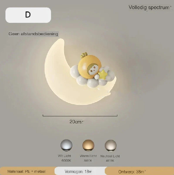 Wandlamp Maan | Zachte verlichting | Hoogwaardig kwaliteit - Noram