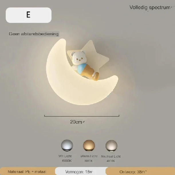 Wandlamp Maan | Zachte verlichting | Hoogwaardig kwaliteit - Noram