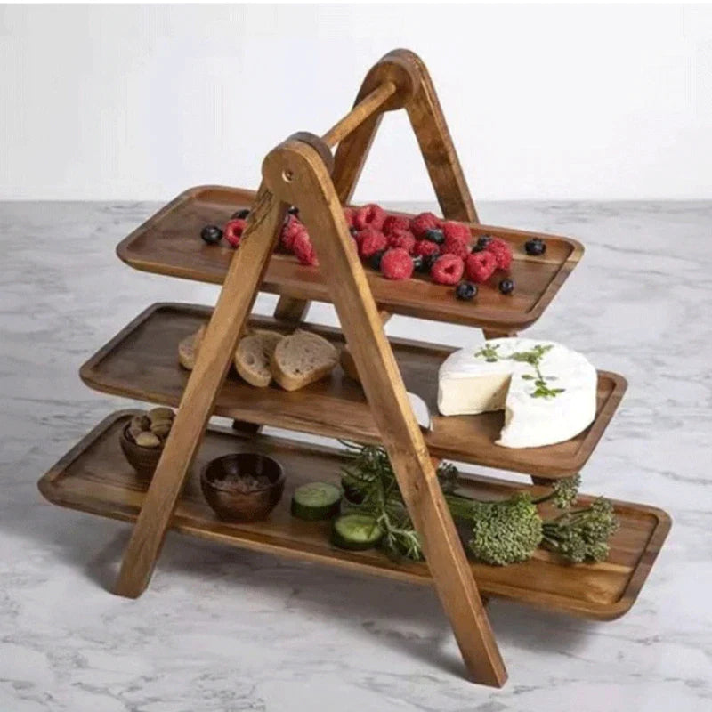 Tranx | Stijlvolle Serveerschaal voor Fruit en Snacks | Houten Decoratieve Serveerschaal