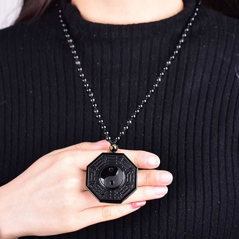 Obsidiaan Yin Yang Ketting - Yanyx