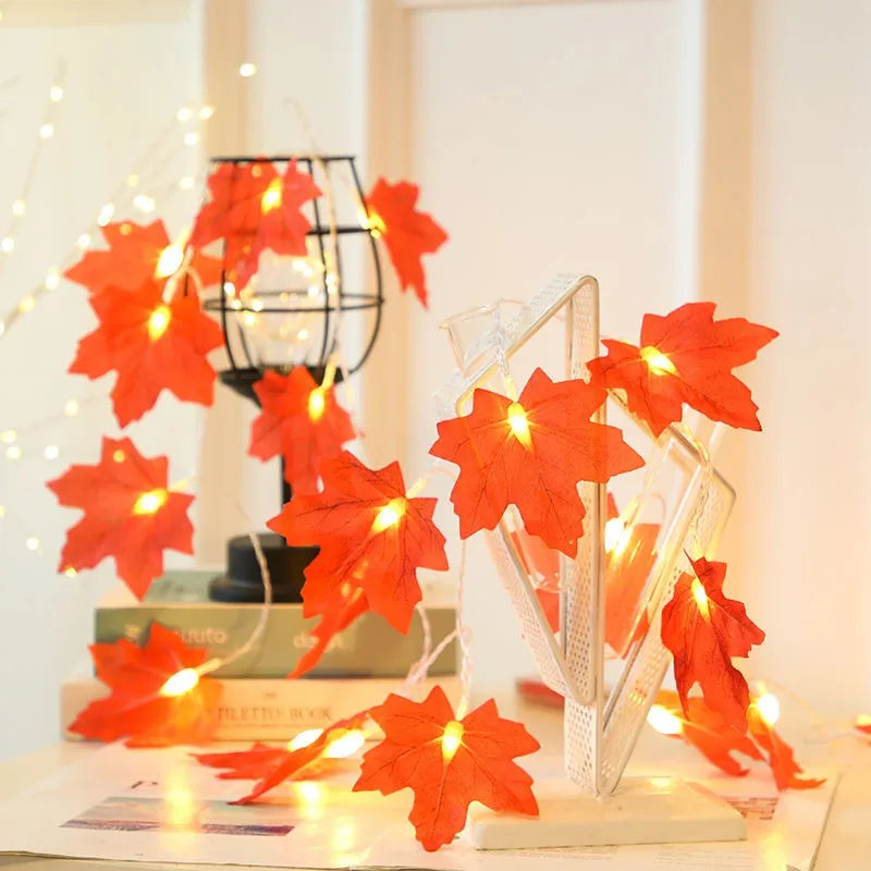 Kunstmatige Esdoorn Bladeren LED Lichten | Herfst slinger kerstverlichting | Halloween verlichting DIY Decor - Leaple