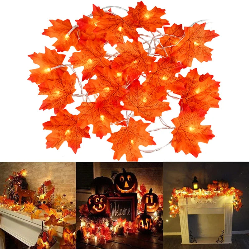 Kunstmatige Esdoorn Bladeren LED Lichten | Herfst slinger kerstverlichting | Halloween verlichting DIY Decor - Leaple