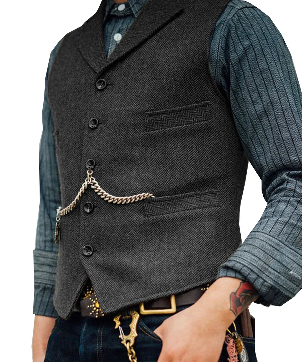 Traditionele Slim-Fit-Feestvest van Tweed voor Heren - Jarton