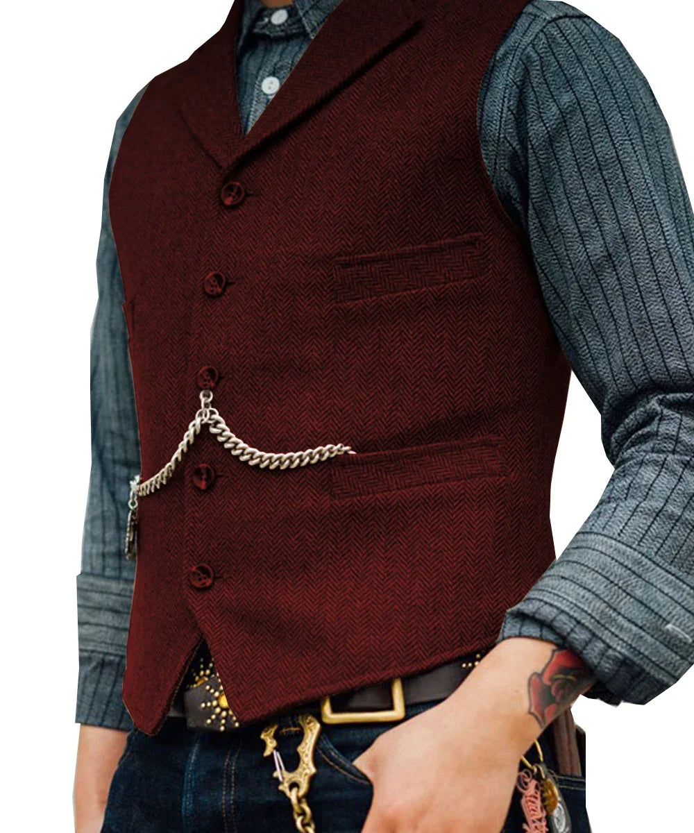 Traditionele Slim-Fit-Feestvest van Tweed voor Heren - Jarton