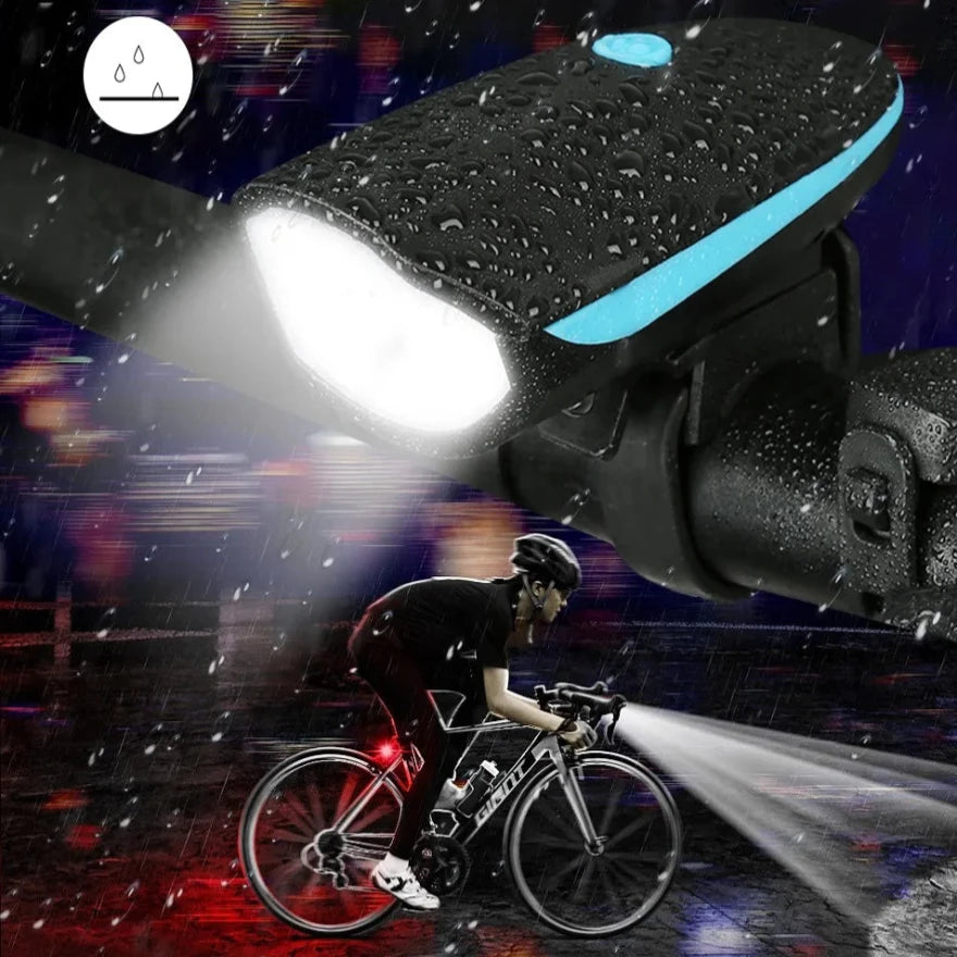 USB Oplaadbare Fietslamp met Elektrische Luidsprekercornet | Waterdichte Koplamp voor Veilige Nachtelijke Rit - HornBeam