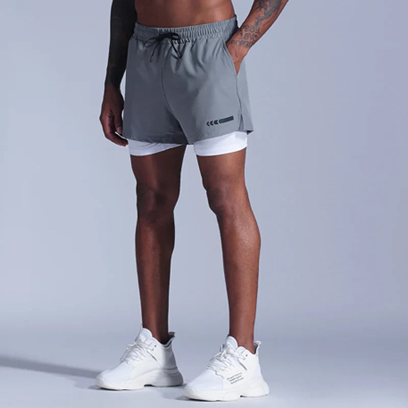 2-in-1 Heren Hardloopshorts | Sneldrogend voor Gym, Joggen & Training - Javor