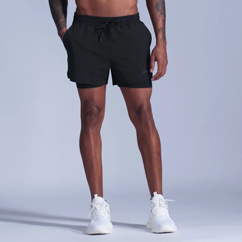 2-in-1 Heren Hardloopshorts | Sneldrogend voor Gym, Joggen & Training - Javor