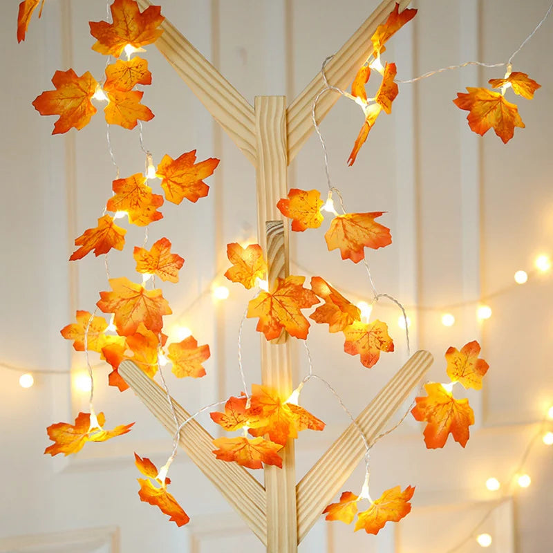 Kunstmatige Esdoorn Bladeren LED Lichten | Herfst slinger kerstverlichting | Halloween verlichting DIY Decor - Leaple