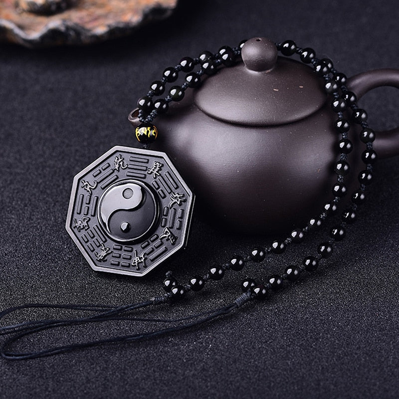 Obsidiaan Yin Yang Ketting - Yanyx