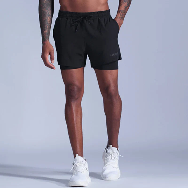 2-in-1 Heren Hardloopshorts | Sneldrogend voor Gym, Joggen & Training - Javor