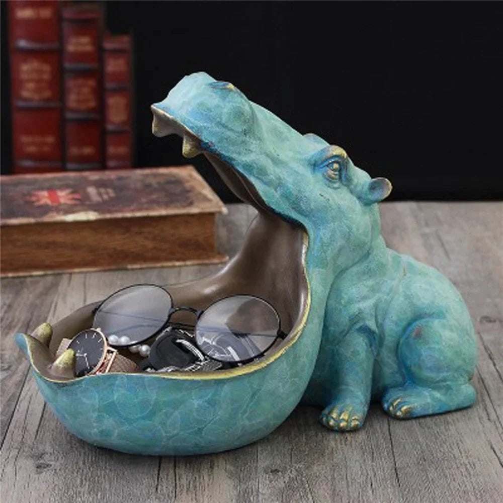 Hippo - Figuur Desktop Opbergdoos Beeldje | Sculptuur | Home Decor