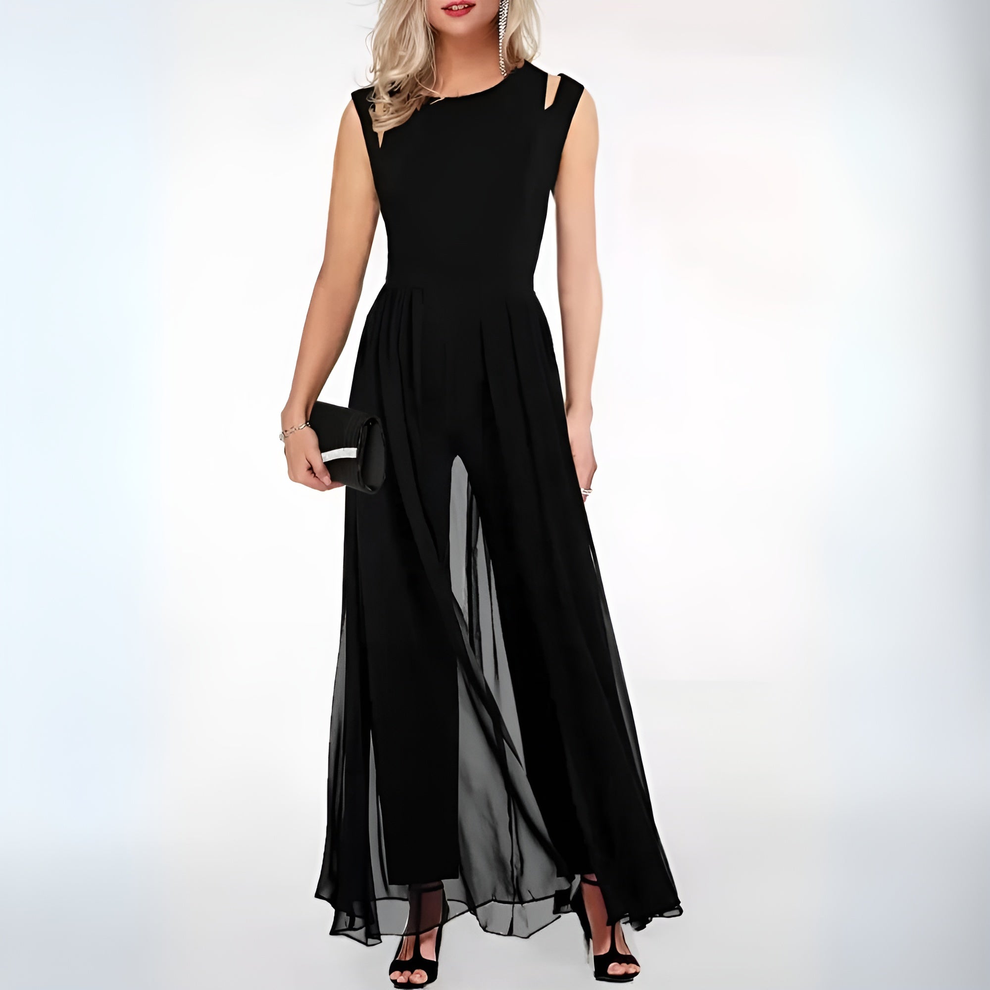 Mouwloze Loose Fit Avond Jumpsuit | Elegante en Sophisticated Stijl voor Elke Gelegenheid - Malicent