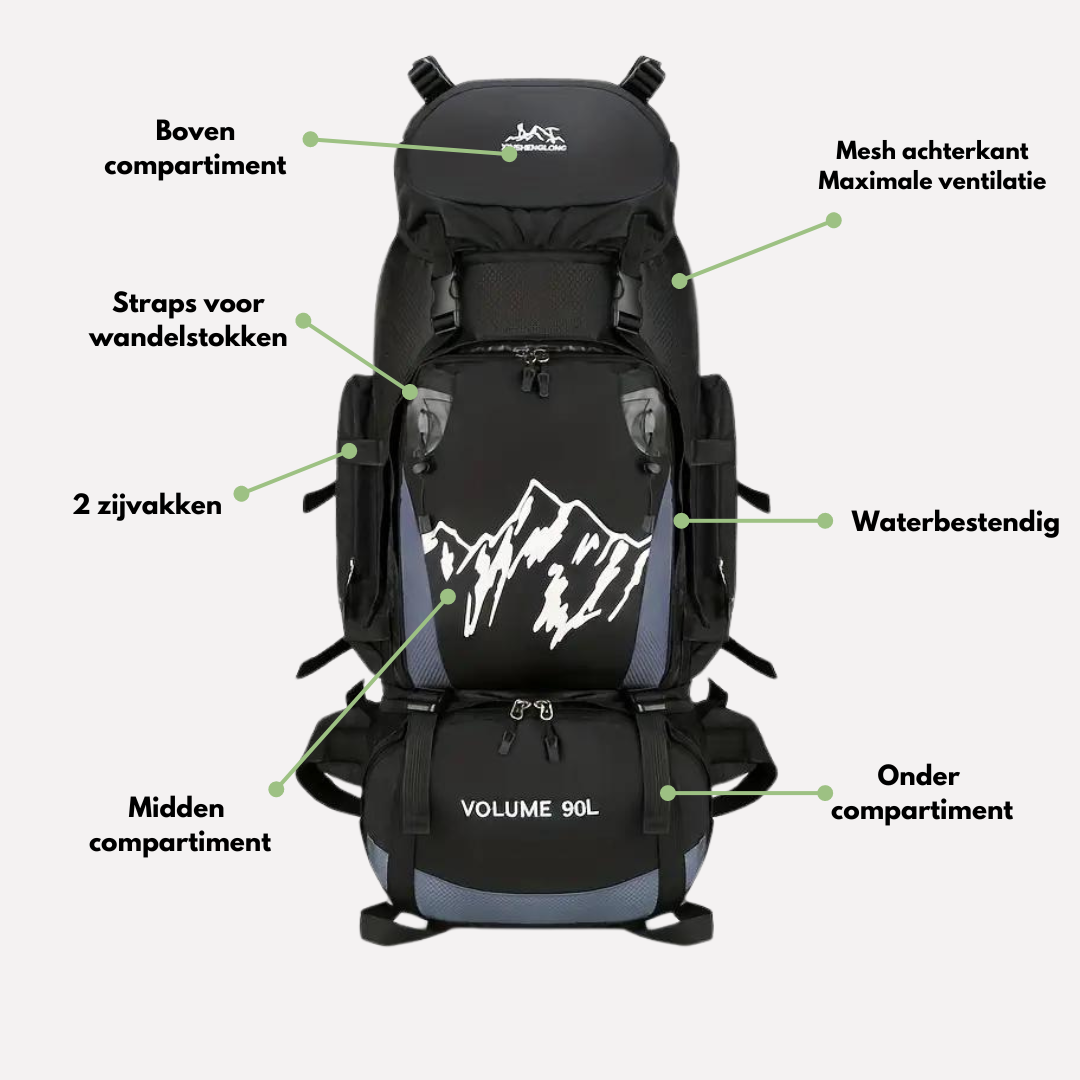 90L Backpack met ruime capaciteit - Waterdicht - Highpack