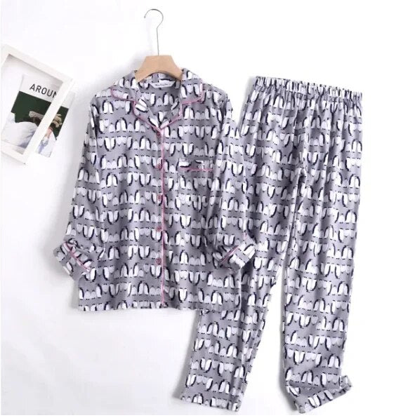 Tweedelige Katoenen Flanellen Pyjama Set | Comfortabele en Stijlvolle Nachtkleding - Morny