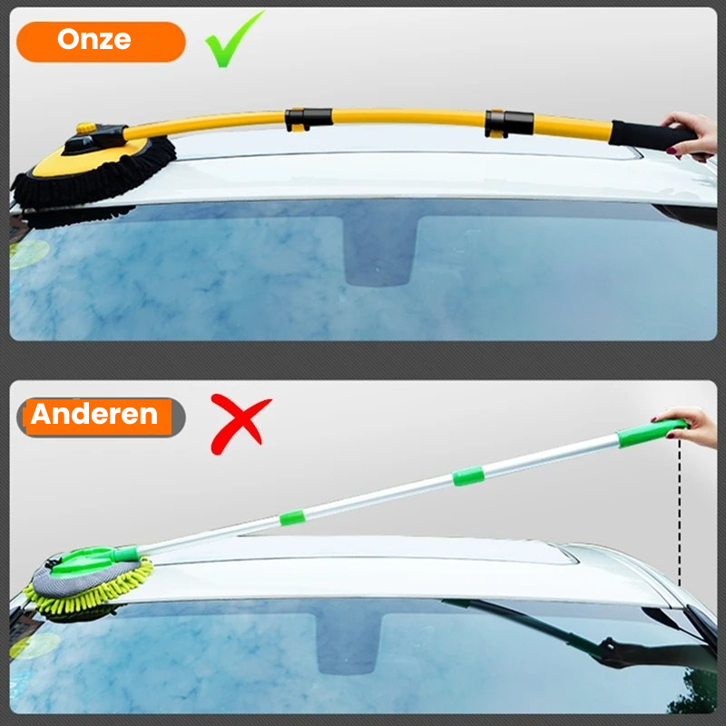 Hanmop | Uitschuifbare mop - Effectieve autoreiniging - reinigt ieder hoekje - microvezelkop