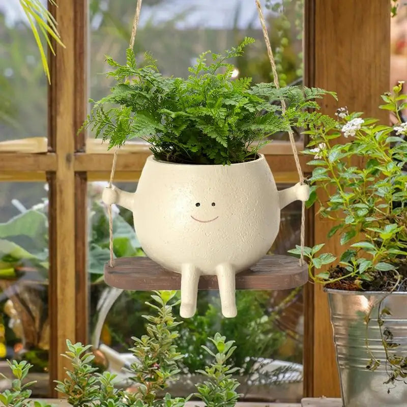 Mooie Swing Gezicht Bloempot | Sappige Bloempotten Balkon Muur Hangende Planter Decor Thuis Tuinbenodigdheden - Planswing